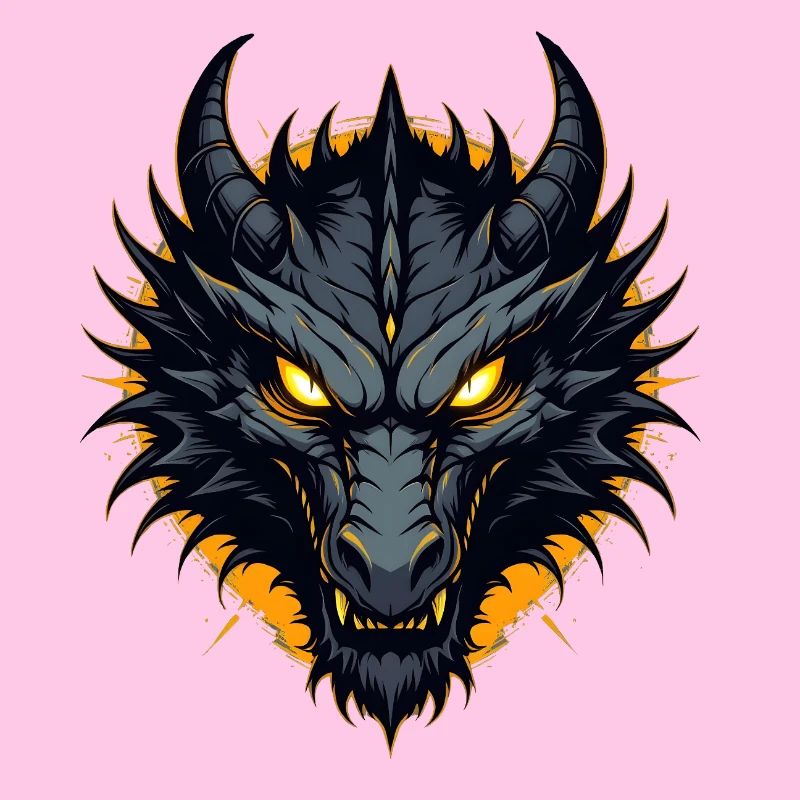 Schwarzer Drache Drachenkopf