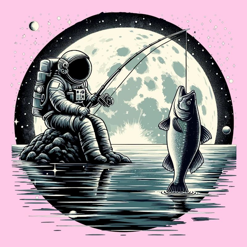 Astronaute pêche sur la Lune : conception spatiale