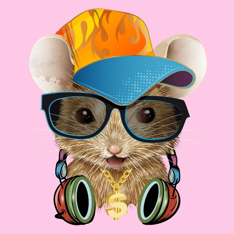 coole Maus mit Basecap,Sonnenbrille und Kopfhörer