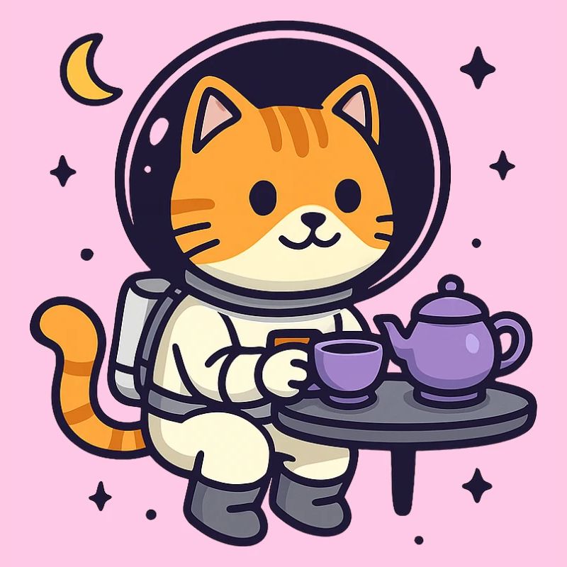 L’heure du thé du chat de l’espace – Astronaute Kawaii