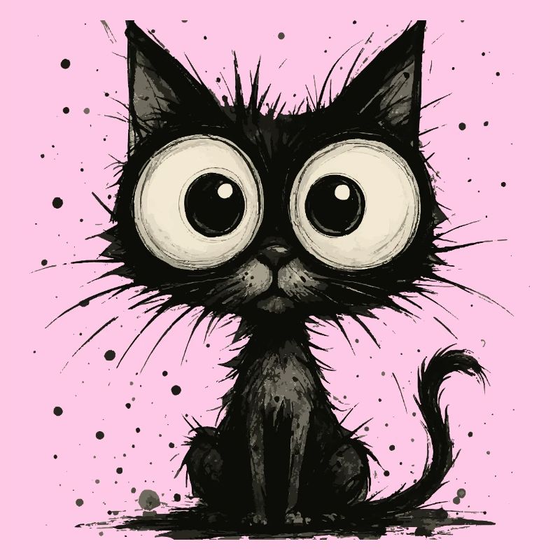 Funny black cat with big eyes – splash
