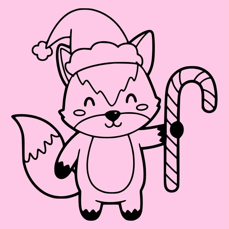 Renard de Noël avec illustration de canne d’orge