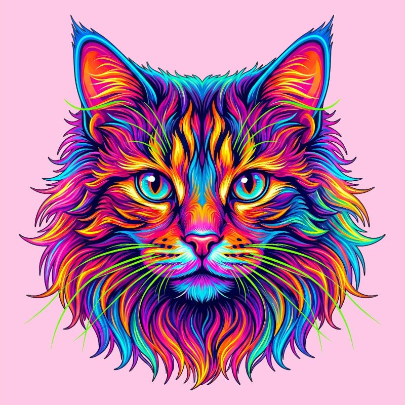 Neon Katzenkopf Farbexplosion