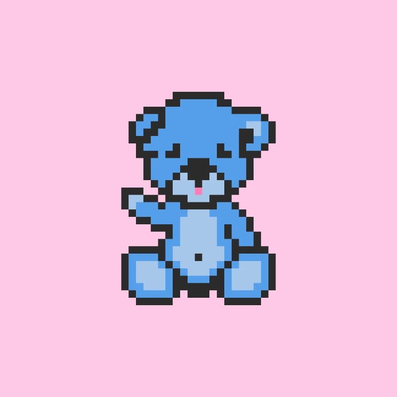 Pixel Bär Blauer Himmel