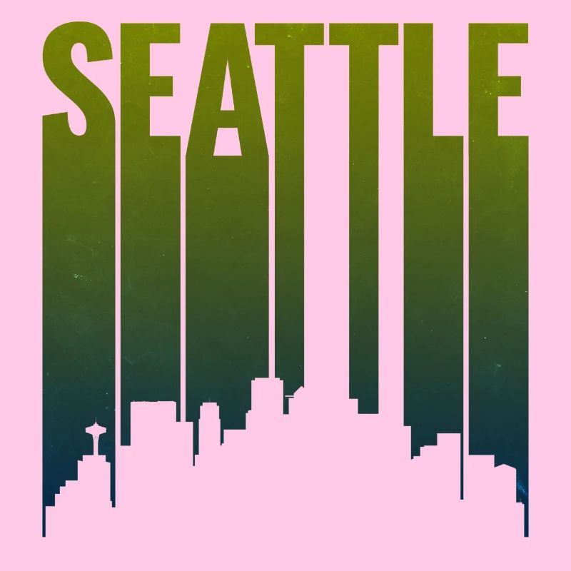 Seattle Skyline Green Gradient