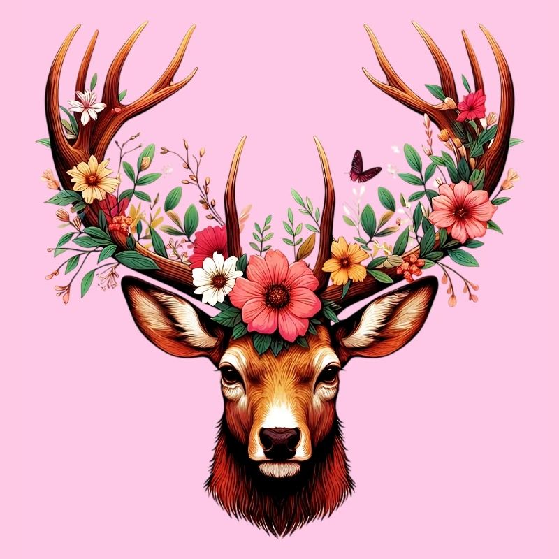 Deer with Flowers
