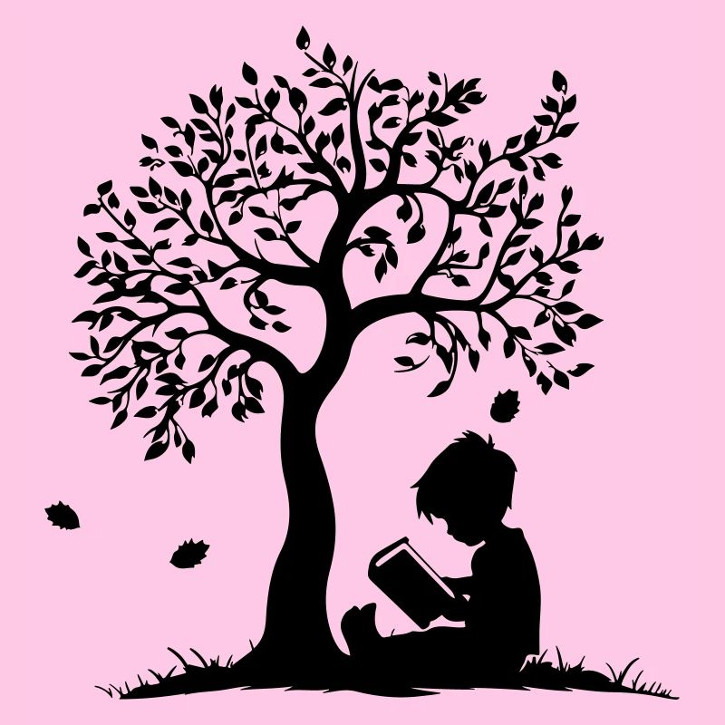 Child Reading Under Tree