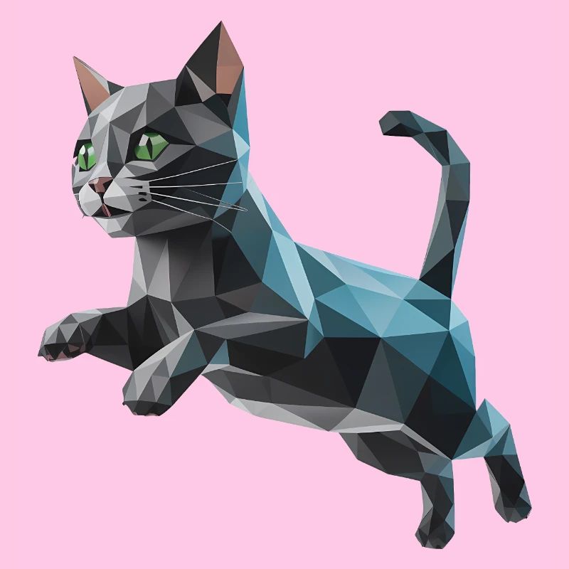 Kätzchen - Cooles Low-Poly-Logo