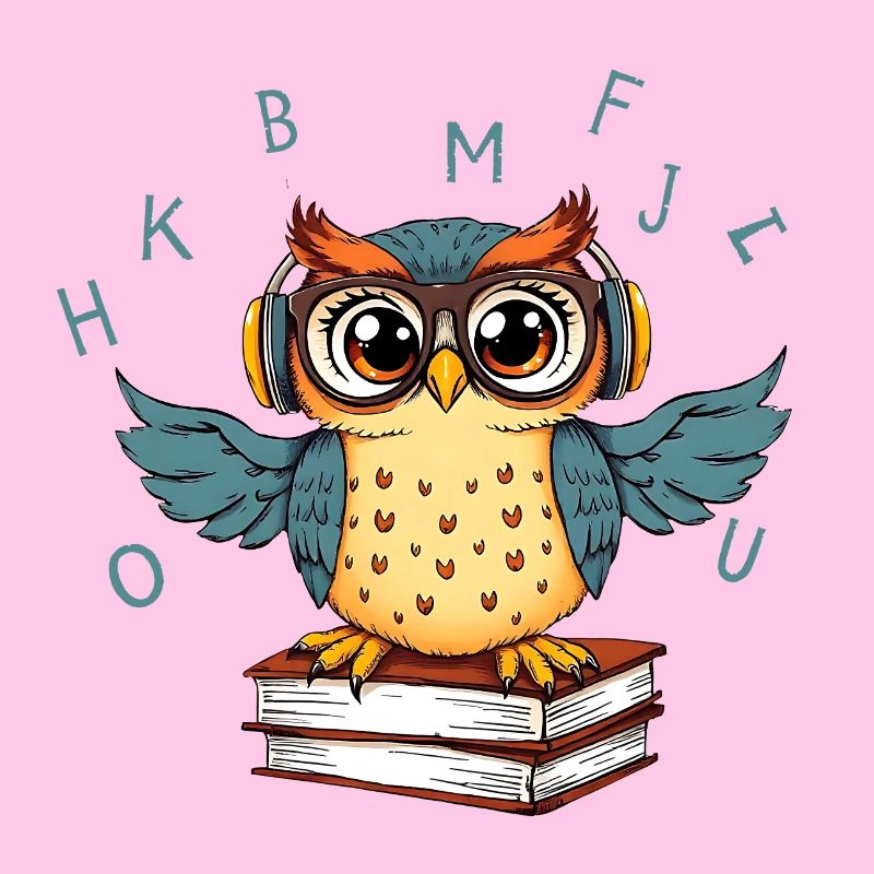 Eule auf Büchern