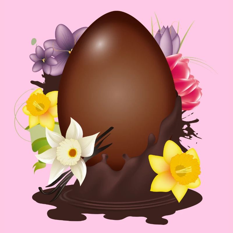 Chocolate Easter Egg with Flowers and Vanilla