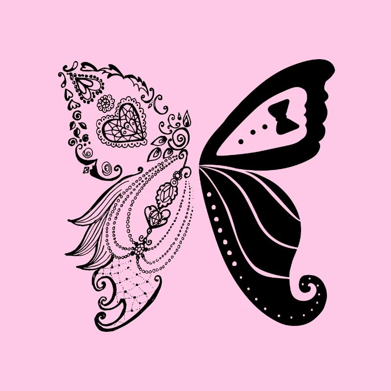 Brautpaar als Schmetterling Schwarz
