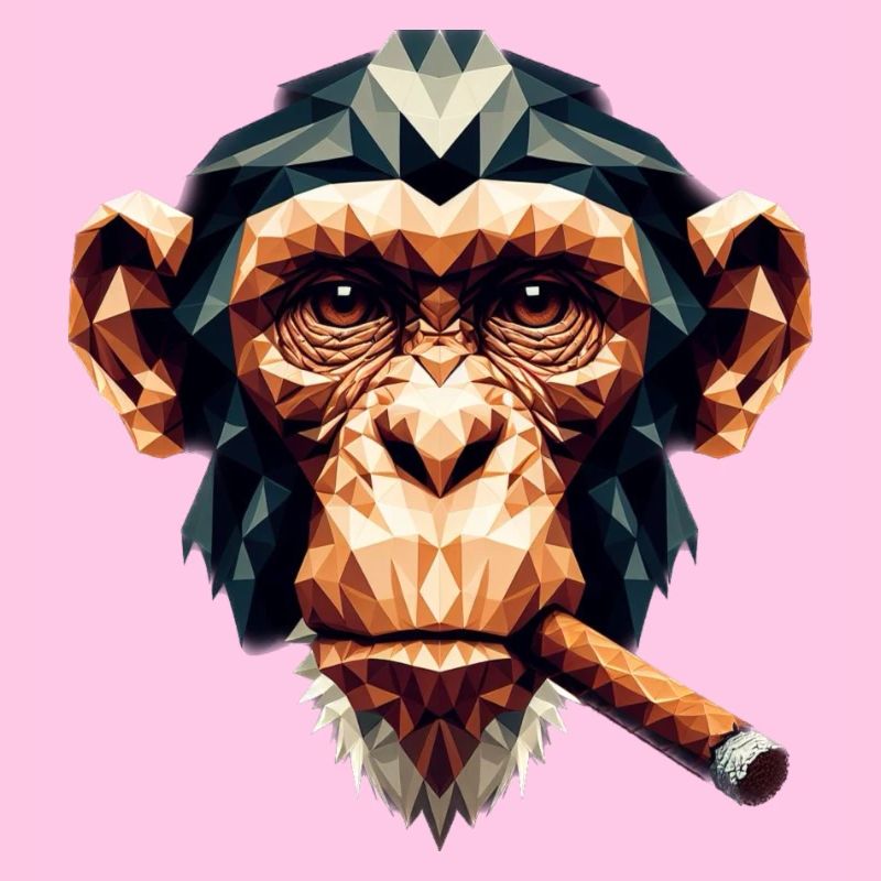 Ein Affe mit Zigarre im Polygon-Stil