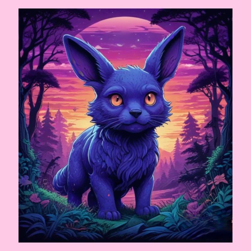 Neon Fuchs im Abendwald