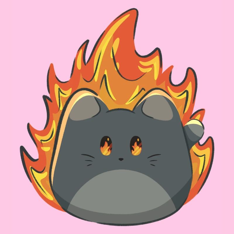 Chat mignon avec du feu