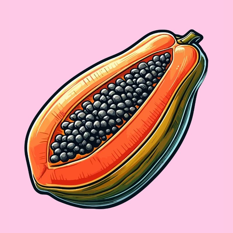 Papaye Sépie Colorée Illustration