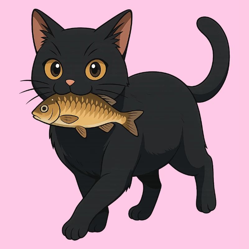 Katze mit Fisch Illustrationsdesign