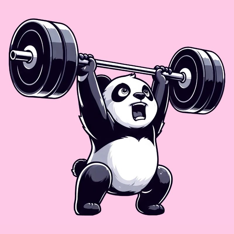 Haltérophile panda avec haltère