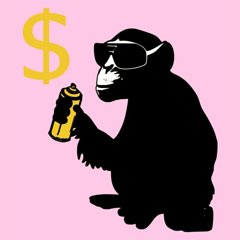 monkey sprayed dollar signs