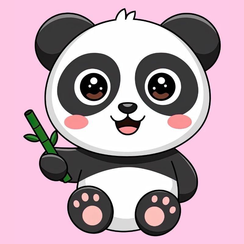 Mignon bébé panda avec bambou