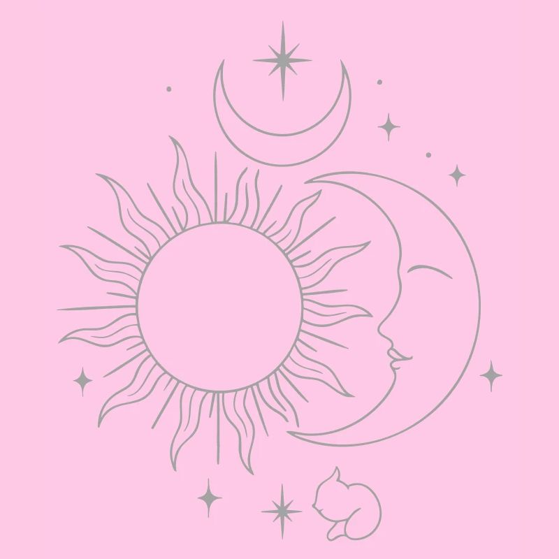 Art au trait céleste du Soleil et de la Lune