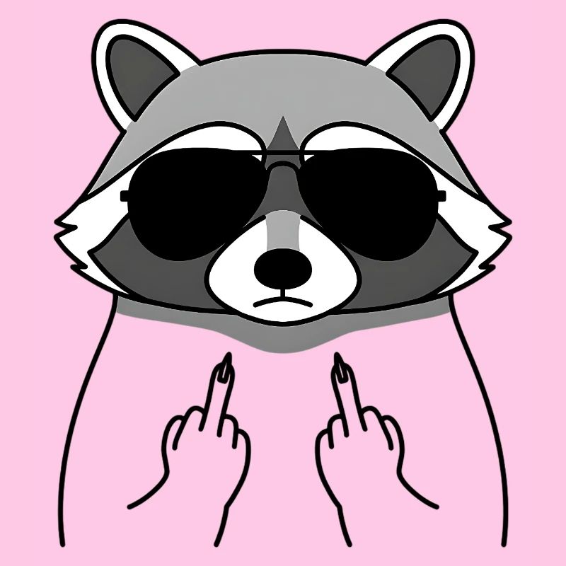 Waschbär mit Sonnenbrille Mittelfinger