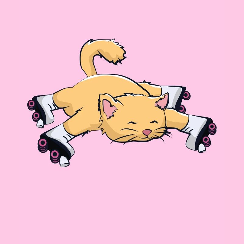 Chat avec patins à roulettes