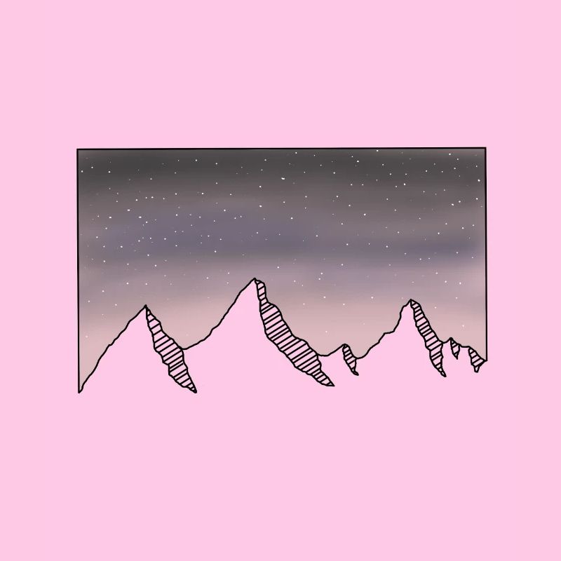 Mountains starry night sky