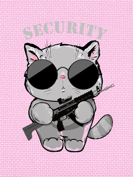 Cat Security Agent with Gun