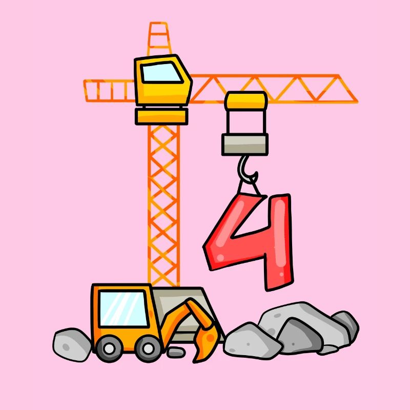 Kinder Geburtstagsshirt Bagger 4 Junge Baustelle 4