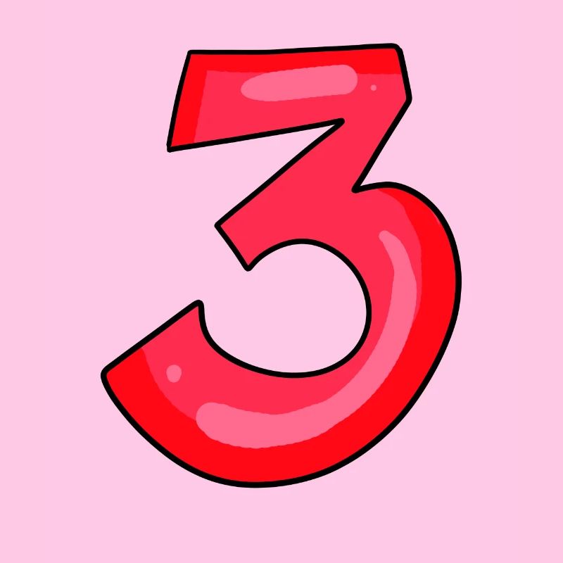 3 red - number three - digit