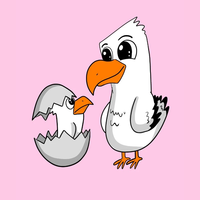 Mouette avec bébé Mouette