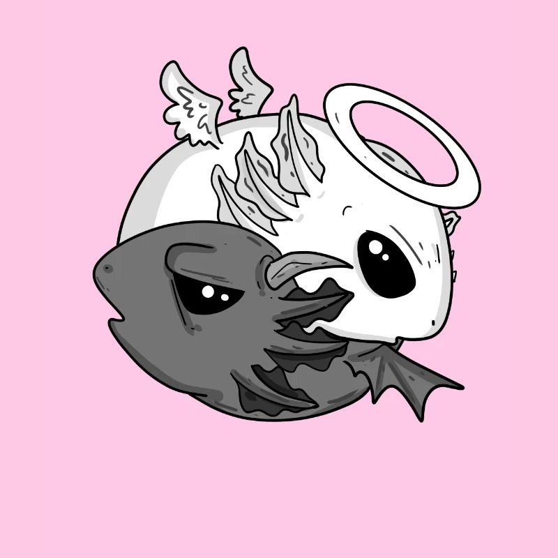 Yin Yang Axolotl Angel Devil