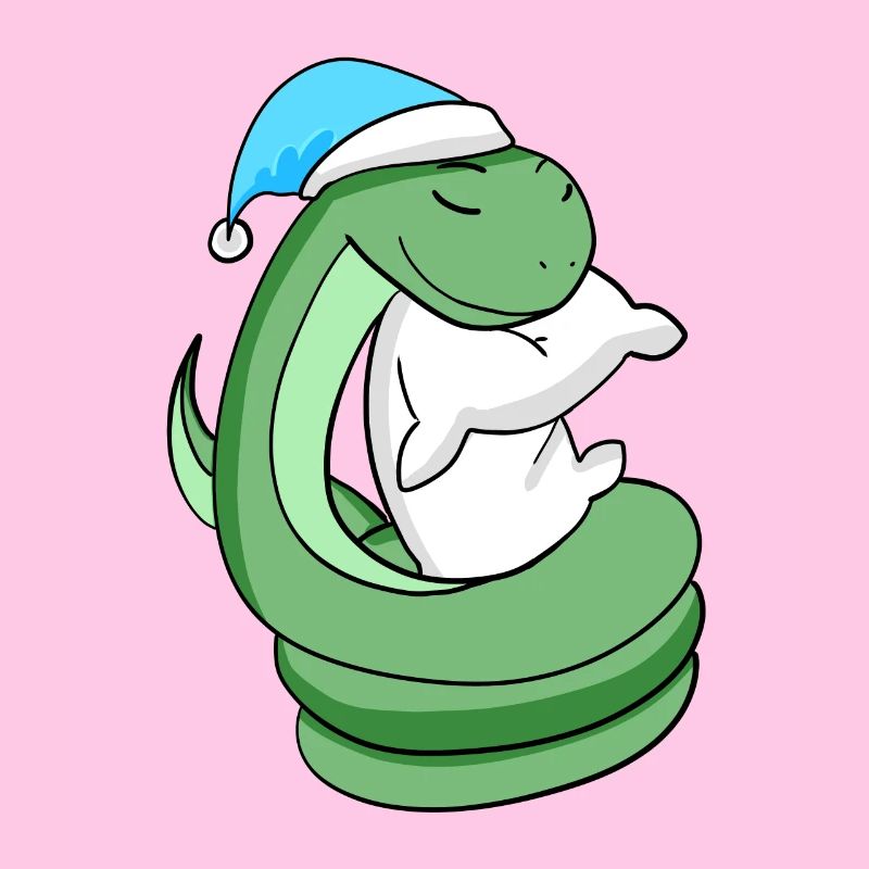 Snake with pillow and sleeping cap