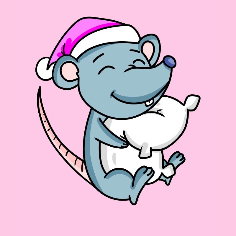 Souris avec oreiller et bonnet de couchage