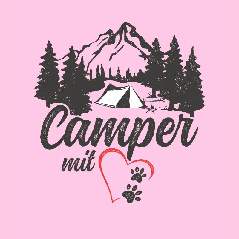 Camper mit Herz und Pfoten Hund Camping