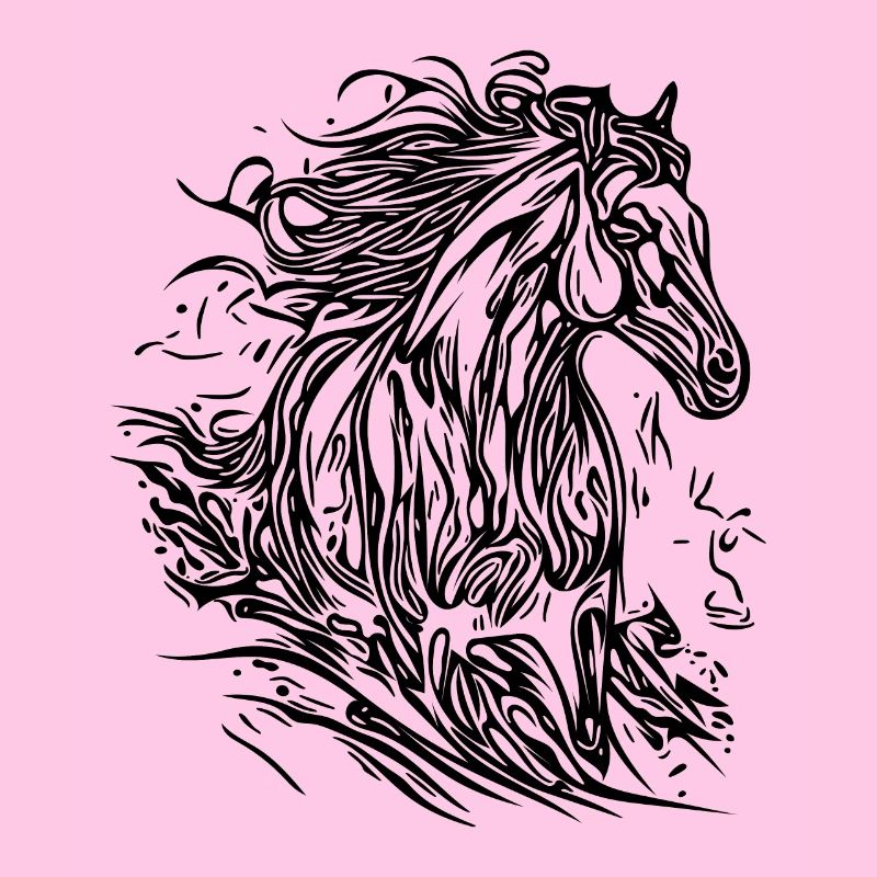 Galloping stallion with elegant mane in the wind