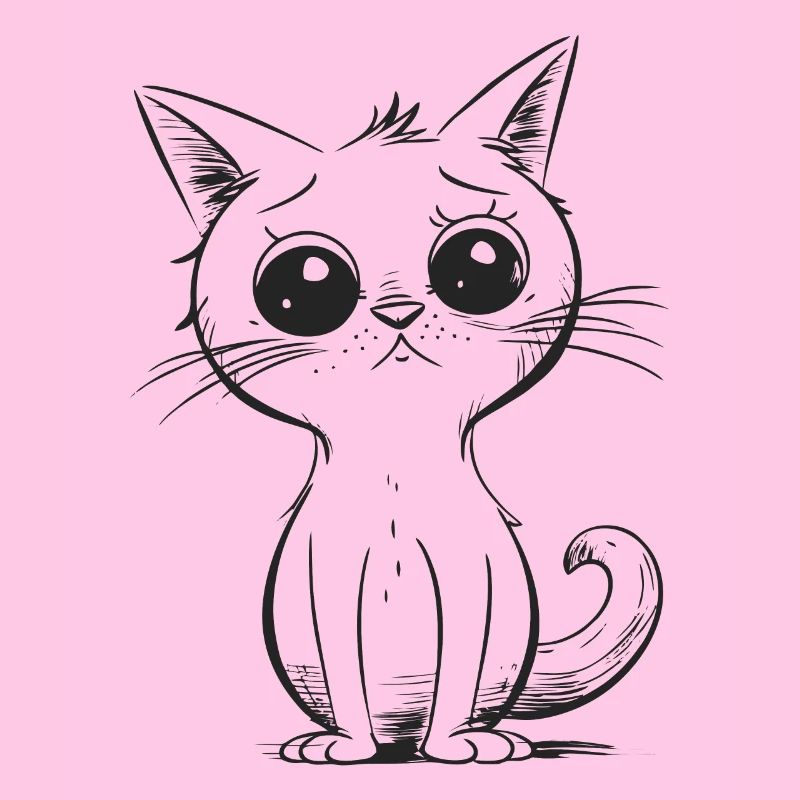 Chat de dessin animé mignon triste