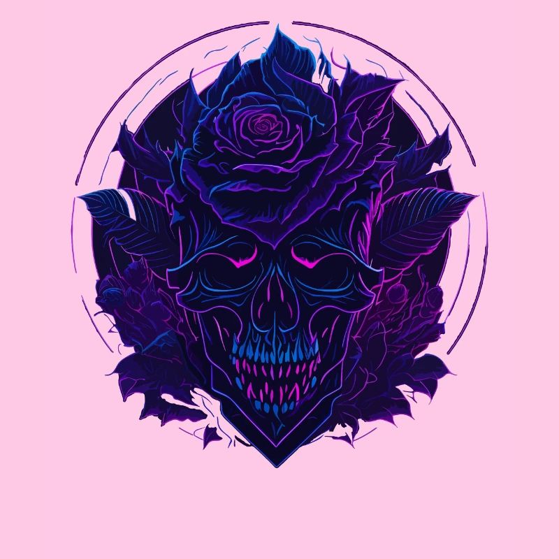 Neon Rosen Schädel EDM