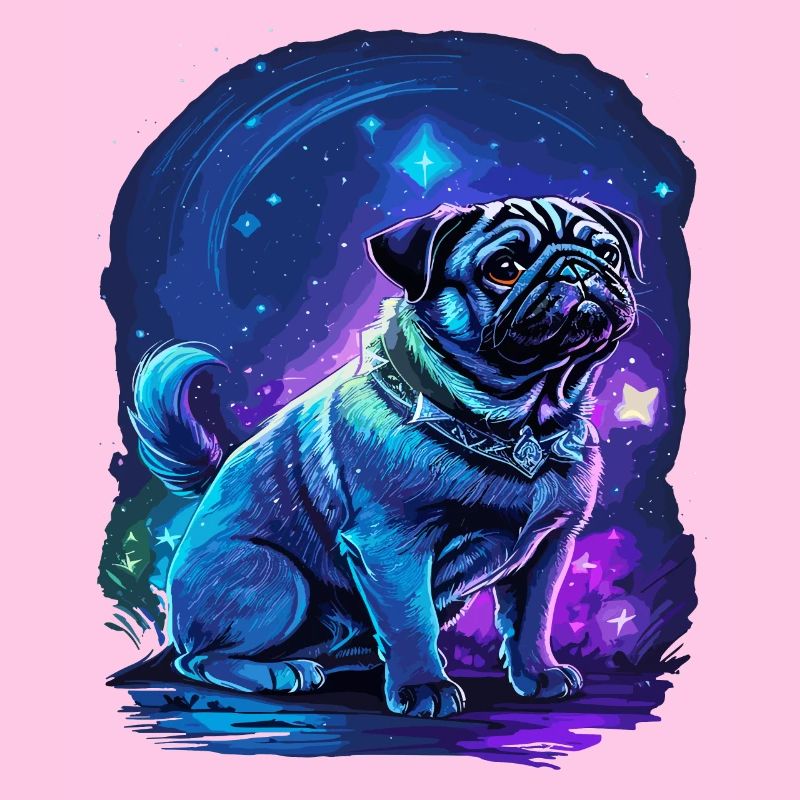 Mops Hund in Neonfarben