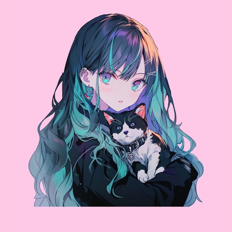 Anime and Cats Kawaii Mädchen Anime