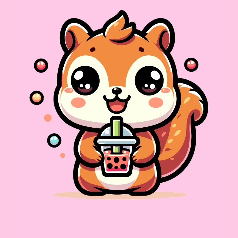 Kawaii Eichhörnchen Bubble Tea Niedliches Tier Eichhörnchen