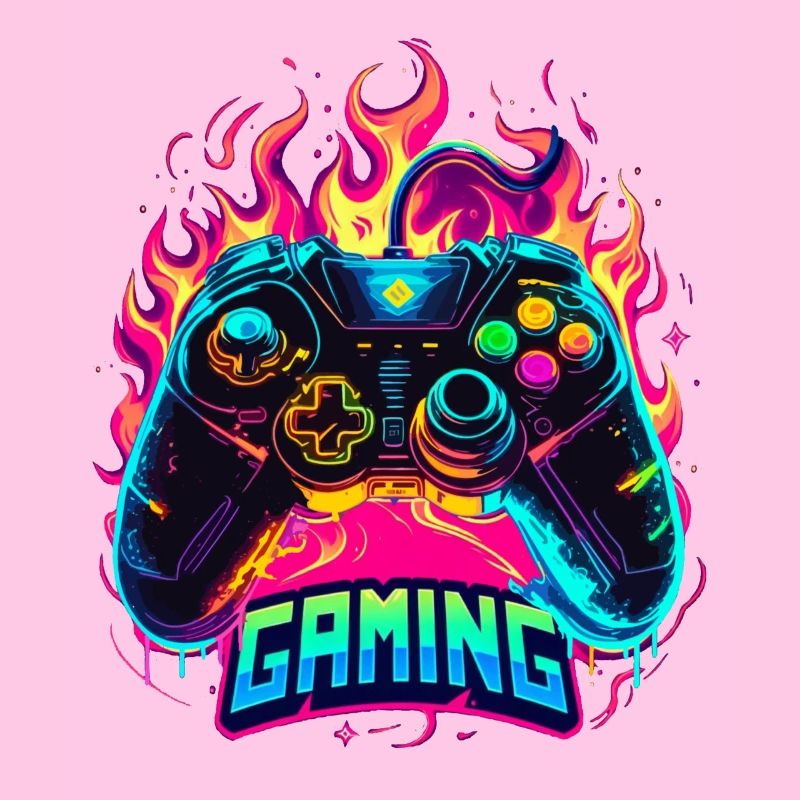 Gaming Controller Flames Art