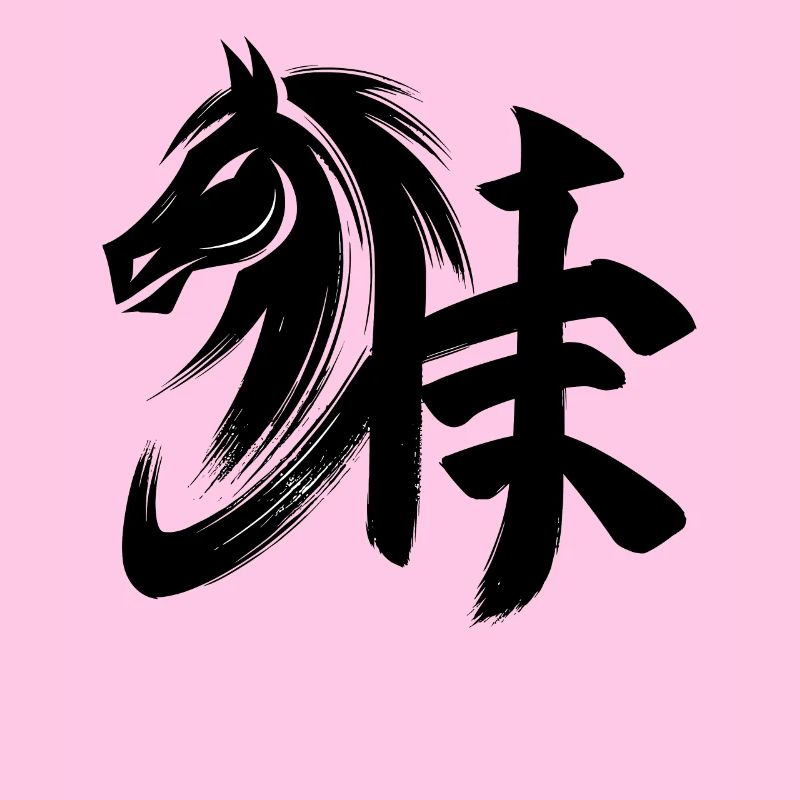 Élégant dessin d’art de conception de cheval de cheval du zodiaque chinois