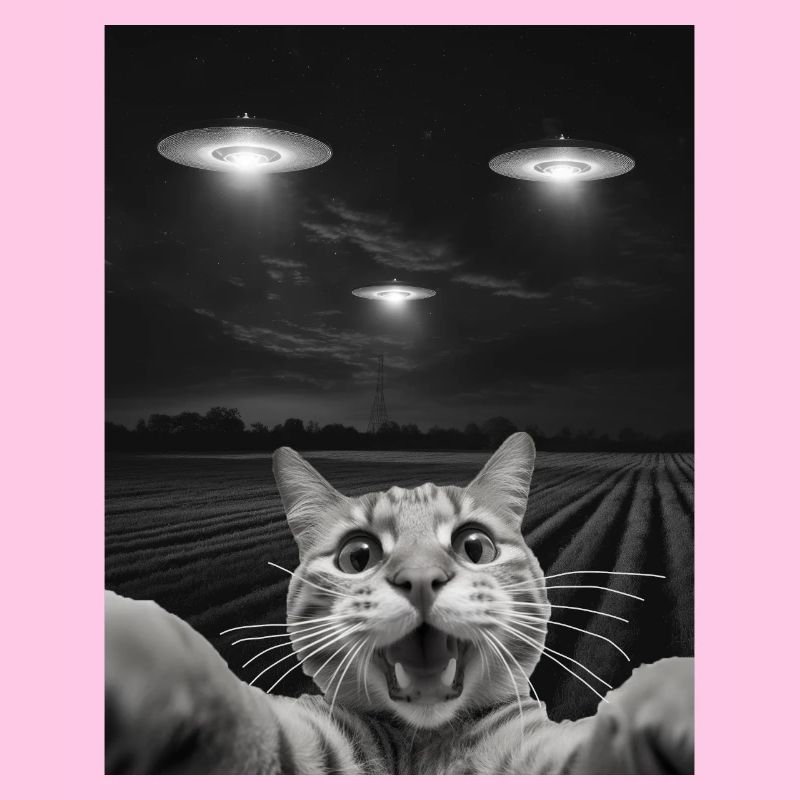 Drôle De Chats Selfie Devant Des OVNI Chat OVNI