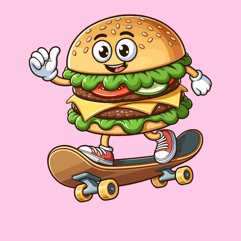 Hamburger on skateboard funny