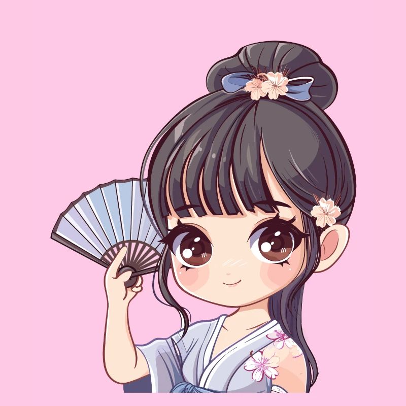 Anime Mädchen mit Fächer