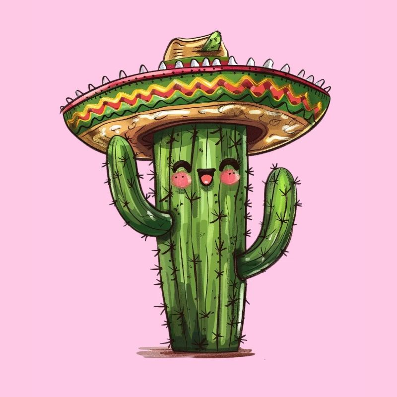 Funny cactus with sombrero