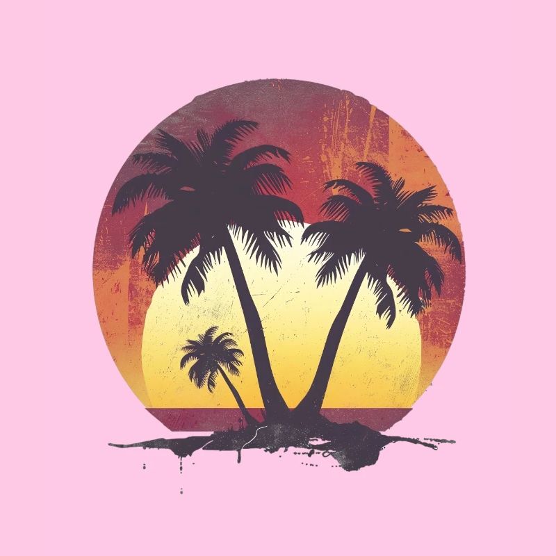 Tropical sunset and palm trees