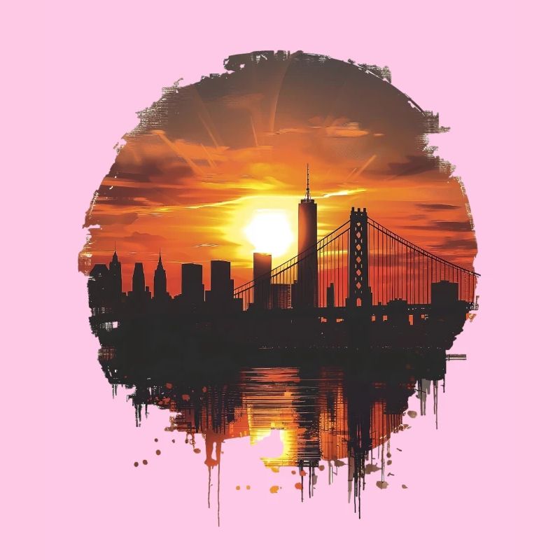 Sunset panorama with skyline