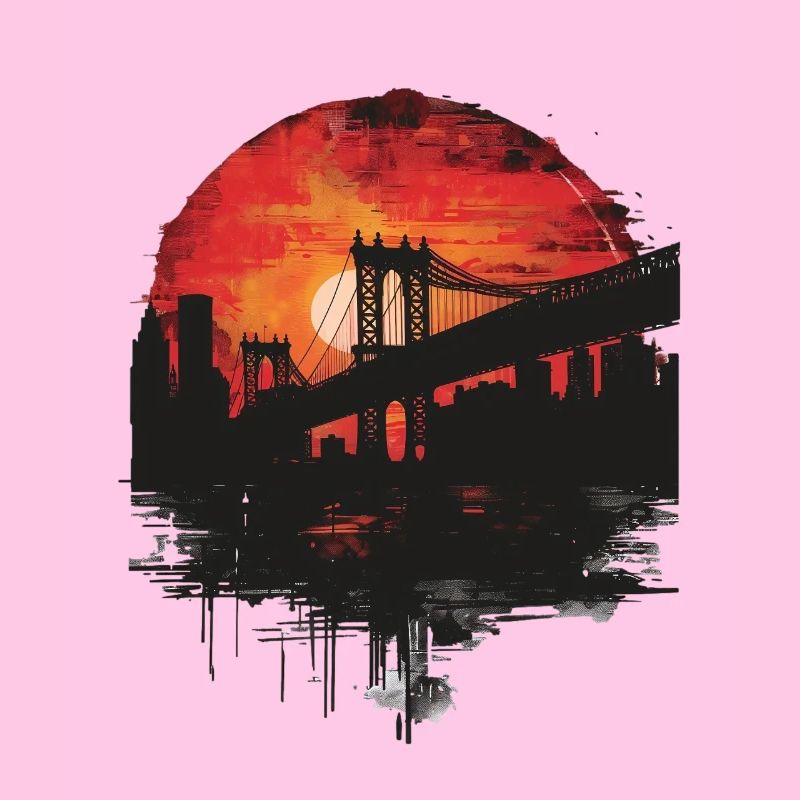 Sunset Brooklyn Bridge Scenery